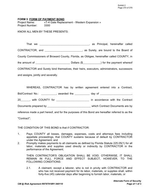 AGREEMENT between BROWARD COUNTY and Cummings ...