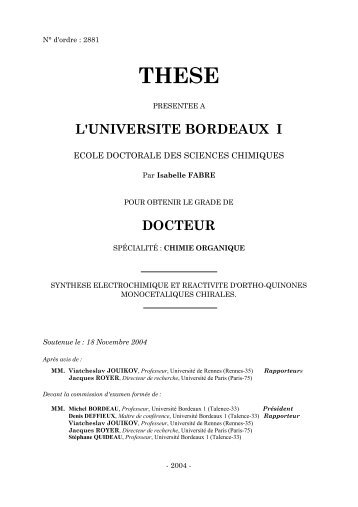 L'UNIVERSITE BORDEAUX I DOCTEUR - UniversitÃ© Bordeaux 1