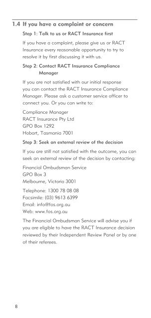 Financial Services Guide - RACT