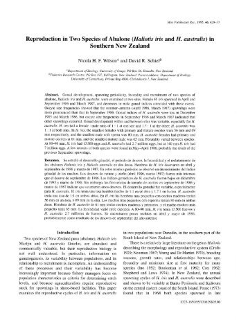 Reproduction in Two Species of Abalone (Haliotis iris and H. australis)