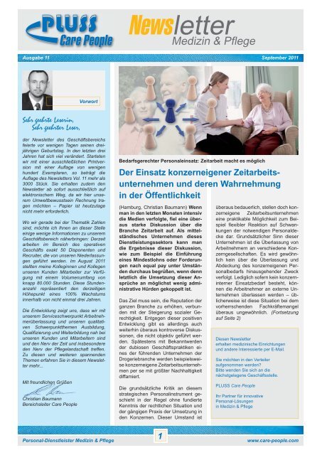 Care People Newsletter Vol. 11, Sep 2011 - PLUSS