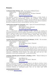 Romania - List of Important Institutions 2010