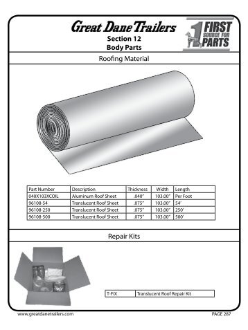 Section 12 Body Parts - Great Dane Trailers