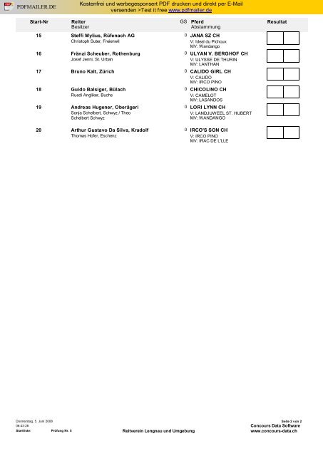 Preis vom Pensionsstall Weidhof, Moos Roland, TÃ¤gerig - Reitverein ...