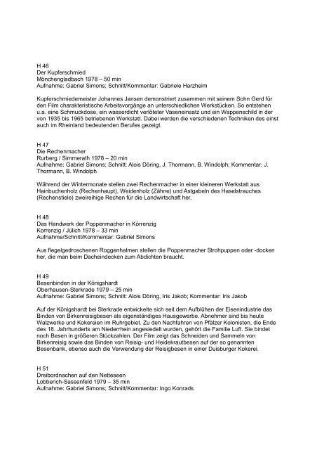 Filmkatalog Handwerk - Institut für Landeskunde und ...