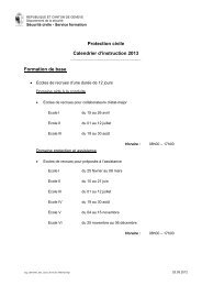 Calendrier annuel des cours protection civile 2013 - Etat de GenÃ¨ve