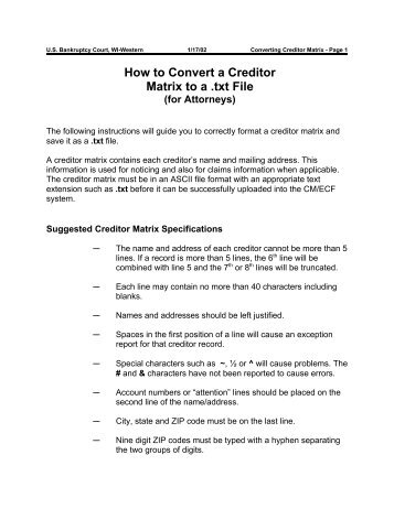 How To Make Txt Files For Creditor Matrix Us