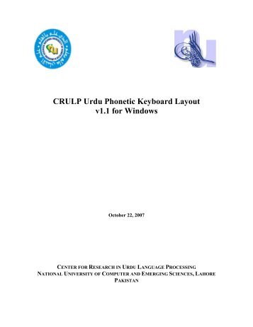 CRULP Urdu Phonetic Keyboard Layout v1.1 for Windows