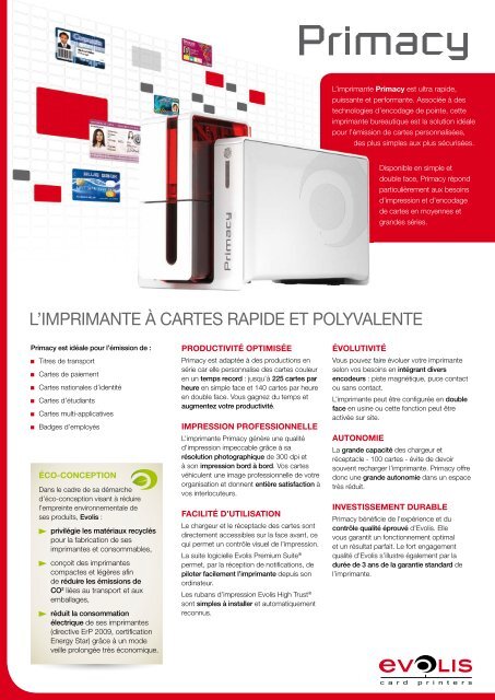 TÃ©lÃ©charger la brochure - Evolis