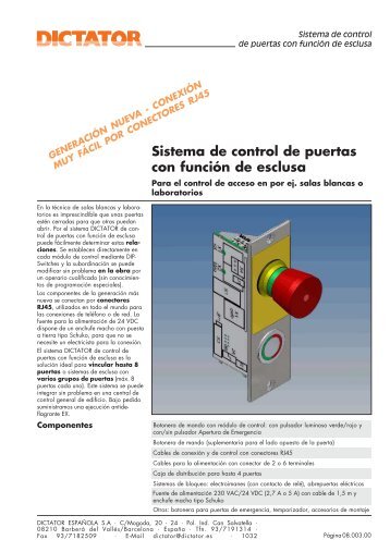 Sistema de control de puertas con funciÃƒÂ³n de esclusa - Dictator