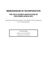 MEMORANDUM OF INCORPORATION - FGASA