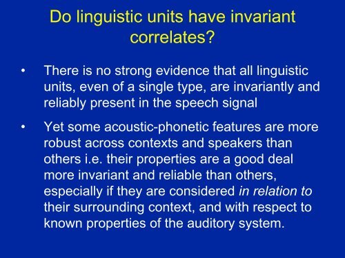 Linguistic categories and speech perception