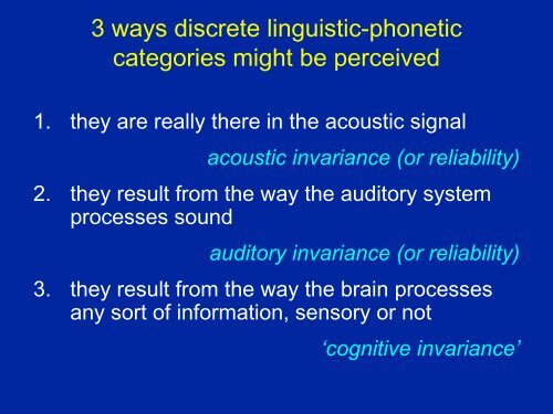 Linguistic categories and speech perception