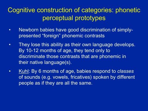 Linguistic categories and speech perception