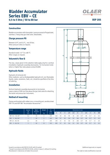 Osp 5 0 5 5 Litre 50 Olaer Ag