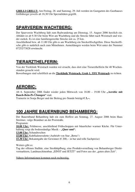 Amtliche Mitteilungen - Gemeinde Behamberg