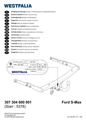 307 304 600 001 Ford S-Max (Siarr : 5378) - Westfalia