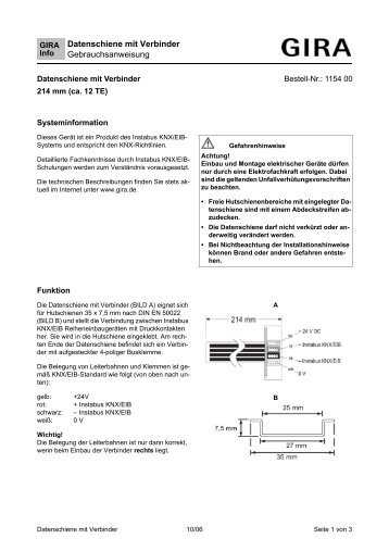 Datenschiene mit Verbinder Gebrauchsanweisung - Voltus