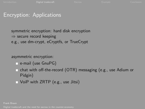 Digital tradecraft and the need for escrow in the ... - Shadow Life