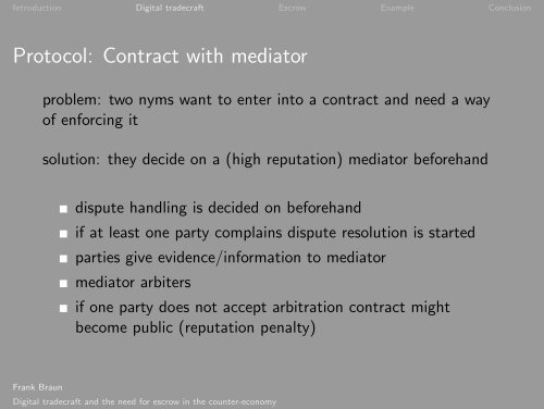 Digital tradecraft and the need for escrow in the ... - Shadow Life