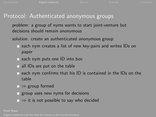 Digital tradecraft and the need for escrow in the ... - Shadow Life