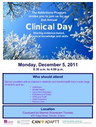 Clinical Day - CAMH - Nicotine Dependence Clinic