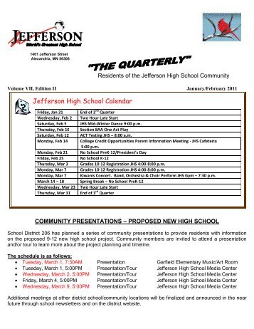 Jefferson High School Calendar - Alexandria, Minnesota School ...