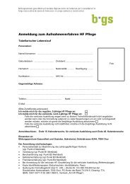 Aufnahmeverfahren HF Pflege - BGS-Chur