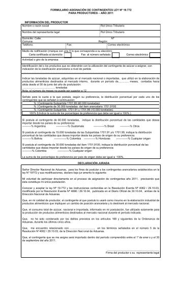 Formularios 2011 - Servicio Nacional de Aduanas