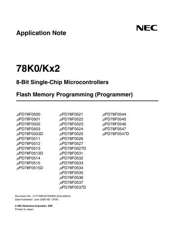 78K0/Kx2 8-Bit Single-Chip Microcontrollers Flash Memory ...