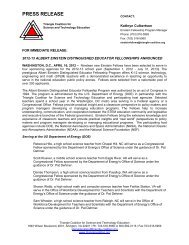 PRESS RELEASE - Triangle Coalition For Science And Technology ...