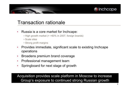 Acquisition of Musa Motors, Russia - Inchcape