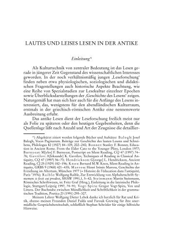 LAUTES UND LEISES LESEN IN DER ANTIKE