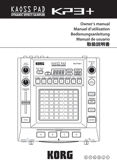 KAOSS PAD KP3+ Owner's manual - Korg