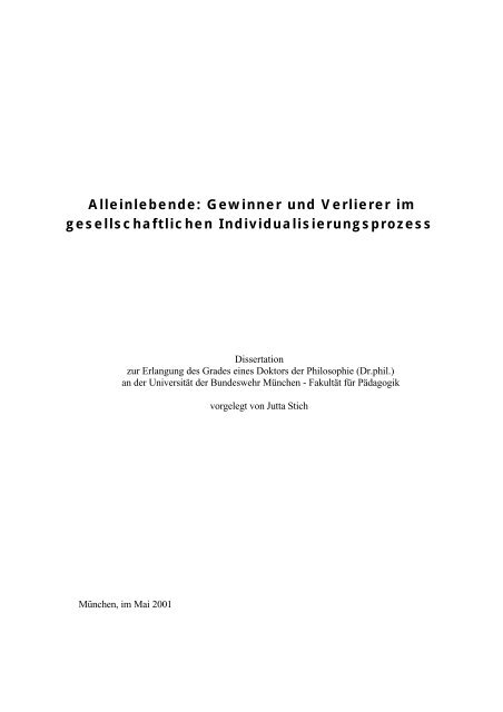 Alleinlebende: Gewinner und Verlierer im gesellschaftlichen ...