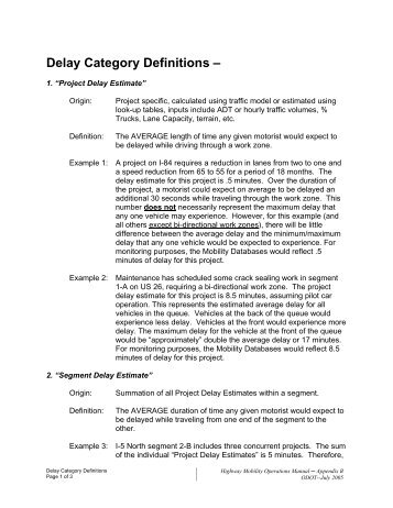 Delay Category Definitions â