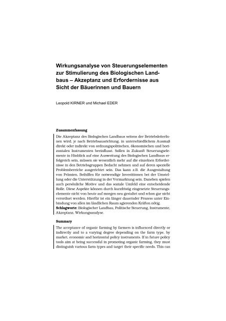 Wirkungsanalyse von Steuerungselementen zur Stimulierung ... - Boku