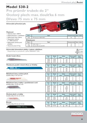 do 2â€ OcelovÃ½ plech: max. tlouÅ¡Å¥ka 6 mm DÅ™evo: 75 mm x 75 ... - Ridgid