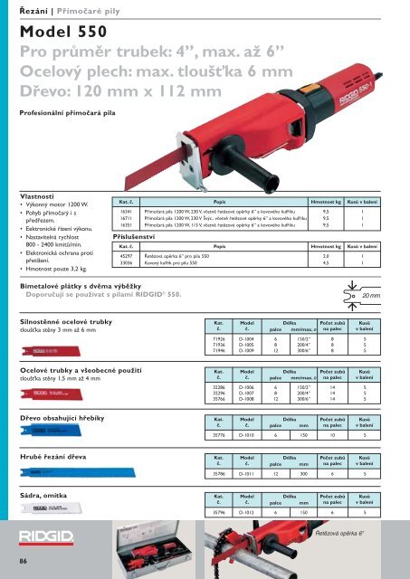 do 2â€ OcelovÃ½ plech: max. tlouÅ¡Å¥ka 6 mm DÅ™evo: 75 mm x 75 ... - Ridgid