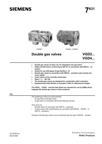 Siemens VGD20 Gas Valve - System Control Engineering