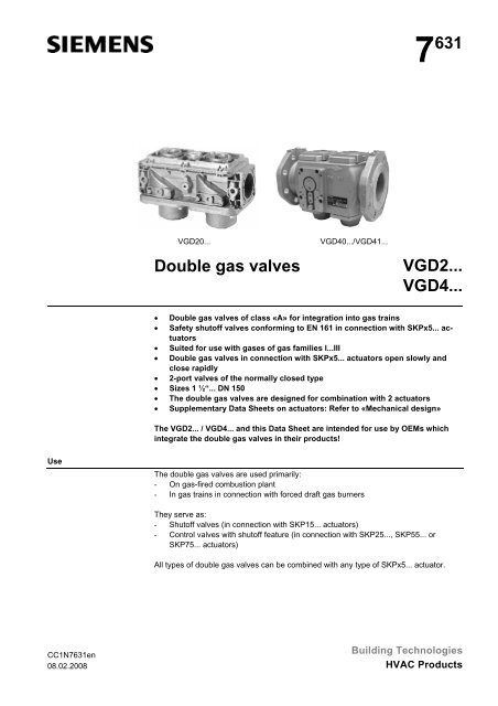 Siemens Vgd Gas Valve System Control Engineering