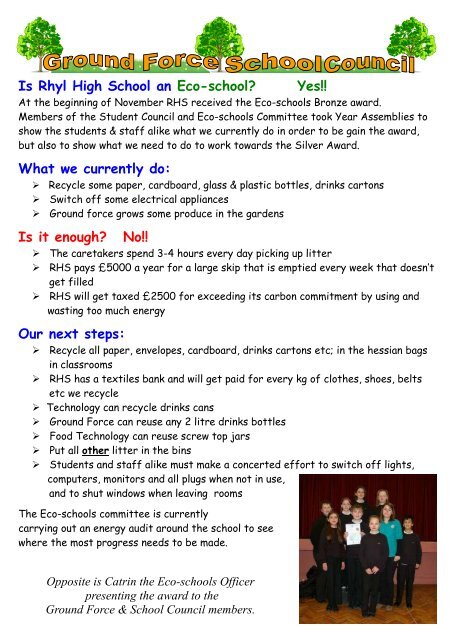 December 2011 â€“ Issue 5 - Rhyl High School