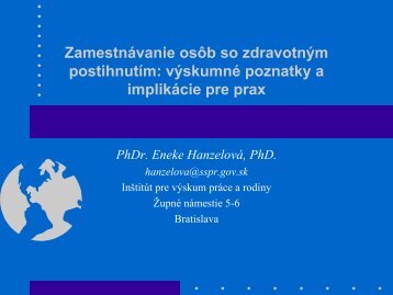 Eneke HanzelovÃ¡ - InÅ¡titÃºt pre vÃ½skum prÃ¡ce a rodiny