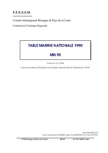 table MN90 - Blog de Plongée Sous Marine