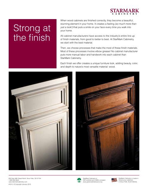 Printable information sheet on StarMark Cabinetry's finishing process