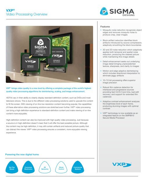 Vxp Tech VXP® Video Processing Overview - Sigma Designs
