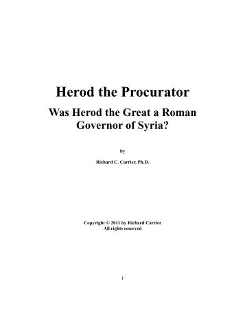 Herod the Procurator - Richard Carrier
