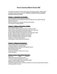 Honors Chemistry Midterm Review 2009 - NOHS Teachers