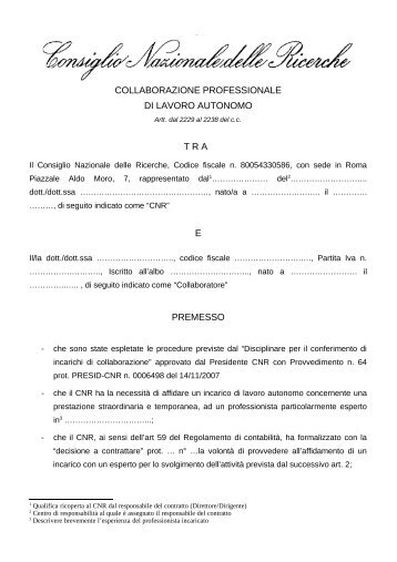 Contratto di collaborazione professionale di lavoro autonomo