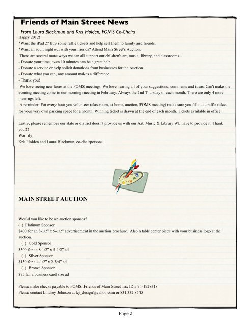 2011 MS Newsletter JAN. 2012 - Main Street Elementary School ...